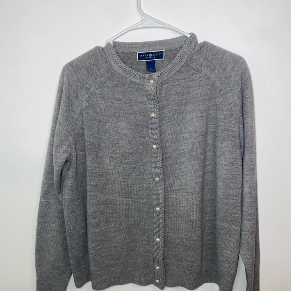 Karen Scott Gray Women's Cardigan